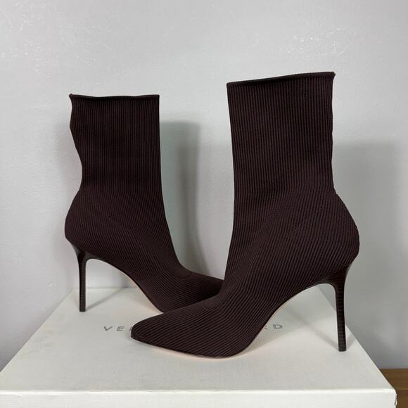 New Veronica Beard Lisa Knit Stiletto Booties in Espresso Women's Size 9 - Picture 7 of 9